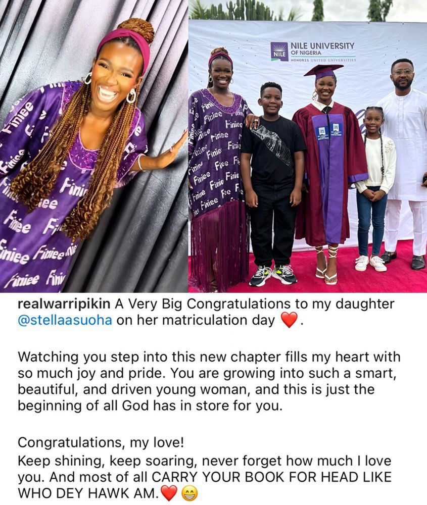 ‘Carry Your Book for Head!’ – Real Warri Pikin Bursts with Pride as Daughter Stella Asuoha Matriculates