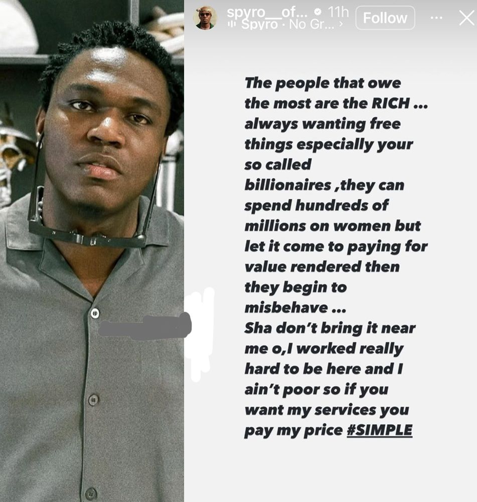 “Billionaires Are the Worst Debtors” – Singer Spyro Slams the Rich for Wanting Free Services Despite Lavish Spending