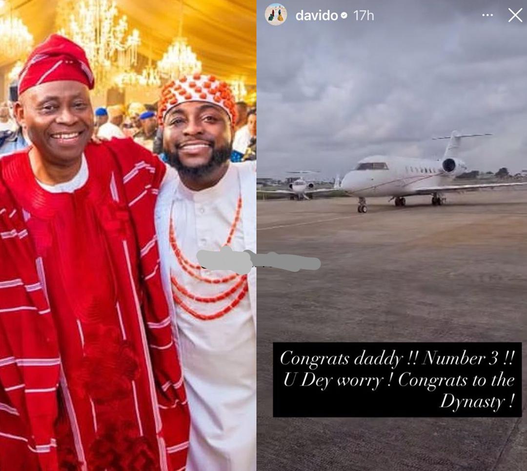 “Congrats Daddy! Number 3!” – Davido Bursts With Pride As His Billionaire Father Adds A Third Private Jet To His Fleet