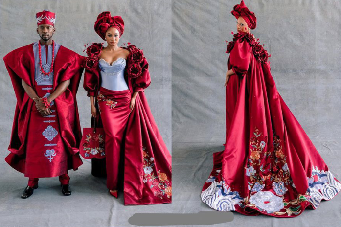 “They spent 4,590 hours crafting my gown and cape by hand” – Temi Otedola shares breathtaking details of her wedding reception look