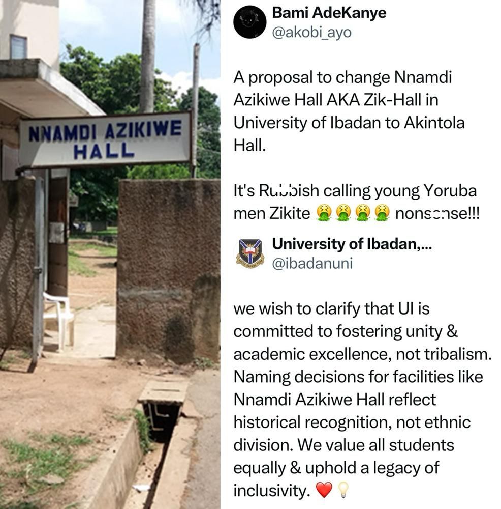 Controversy Erupts Over Proposed Renaming of Nnamdi Azikiwe Hall at UI