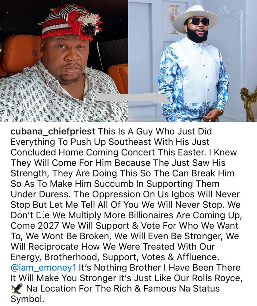 They Can’t Break Us: Cubana Chief Priest Blasts Authorities Over E-Money’s Arrest