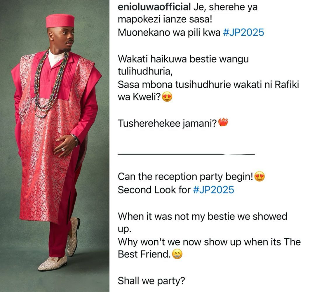 “Let the Celebration Begin!” – Enioluwa Sparks Joy with Dazzling Second Look at Priscilla Ojo’s Wedding Reception