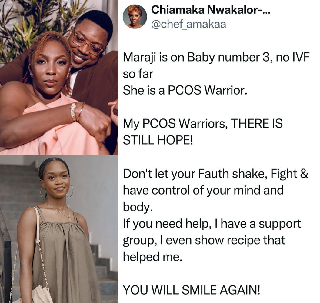 Maraji’s Journey to Baby Number 3 Without IVF: Chef Amaka Encourages PCOS Warriors with Hopeful Message