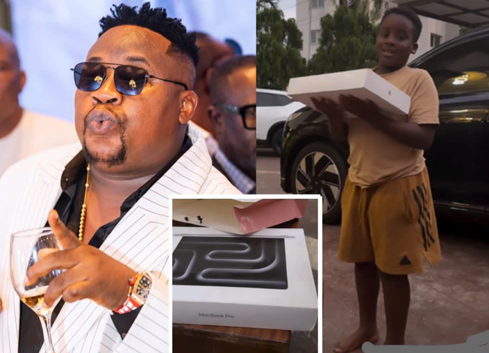 Cubana Chief Priest Puts a Smile on His Son’s Face with a Brand New Laptop After His Younger Brother Broke the Old One