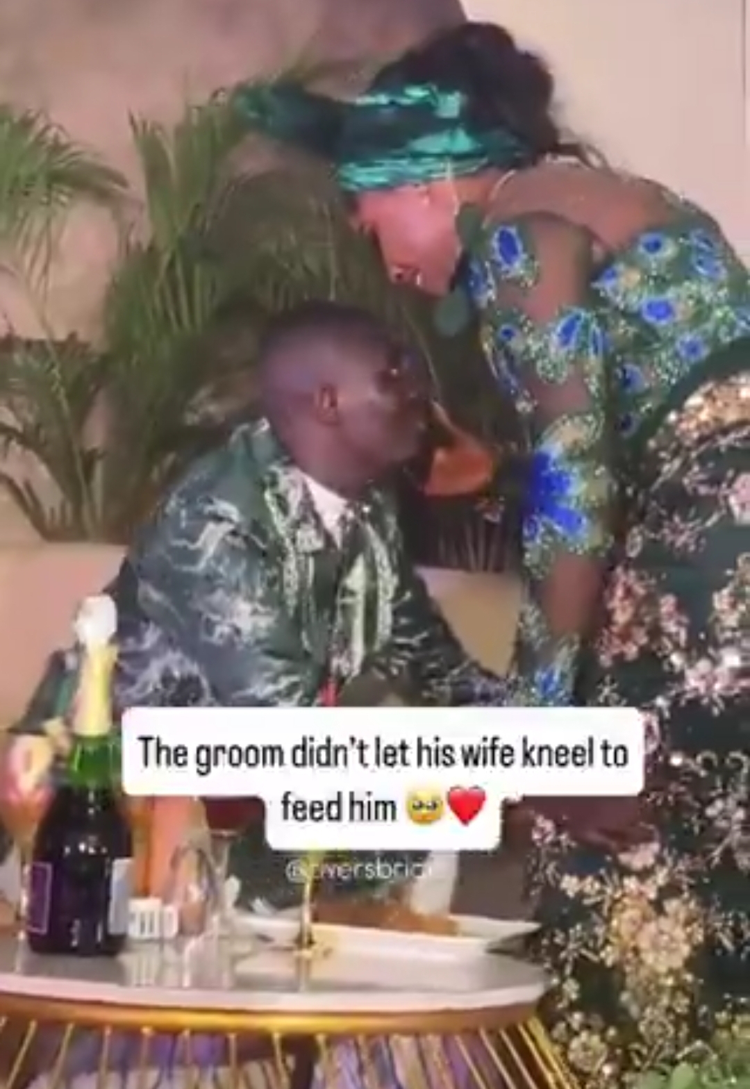 “Stand Up, My Love”: Groom Melts Hearts as He Refuses to Let Bride Kneel to Feed Him