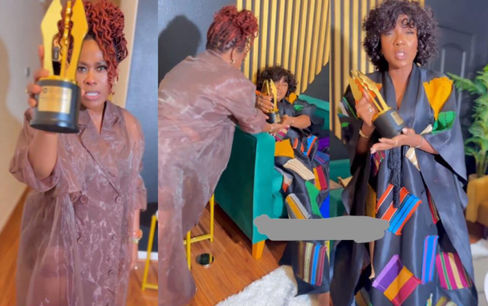 From Lagos to the U.S.: Uche Jombo's Touching Gesture as She Delivers AMVCA Best Actress Award to Chioma Akpotha