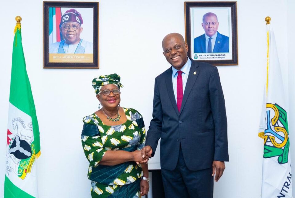 JUST IN: Ngozi Okonjo-Iweala Meets CBN Governor Olayemi Cardoso at Abuja Headquarters in a Landmark Engagement