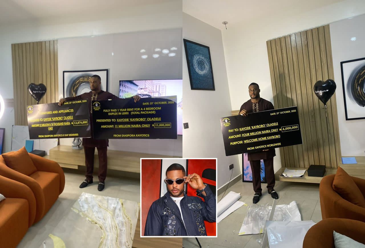 Tears of Joy as Fans Shower BBNaija’s Kaybobo with a Fully Furnished Lekki Duplex, ₦4 Million, and iPhone 17 in Grand Celebration