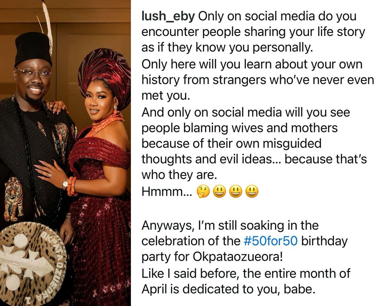 Obi Cubana’s Wife Ebele Reacts to Next-of-Kin Drama with Poise and Grace Amid Social Media Frenzy