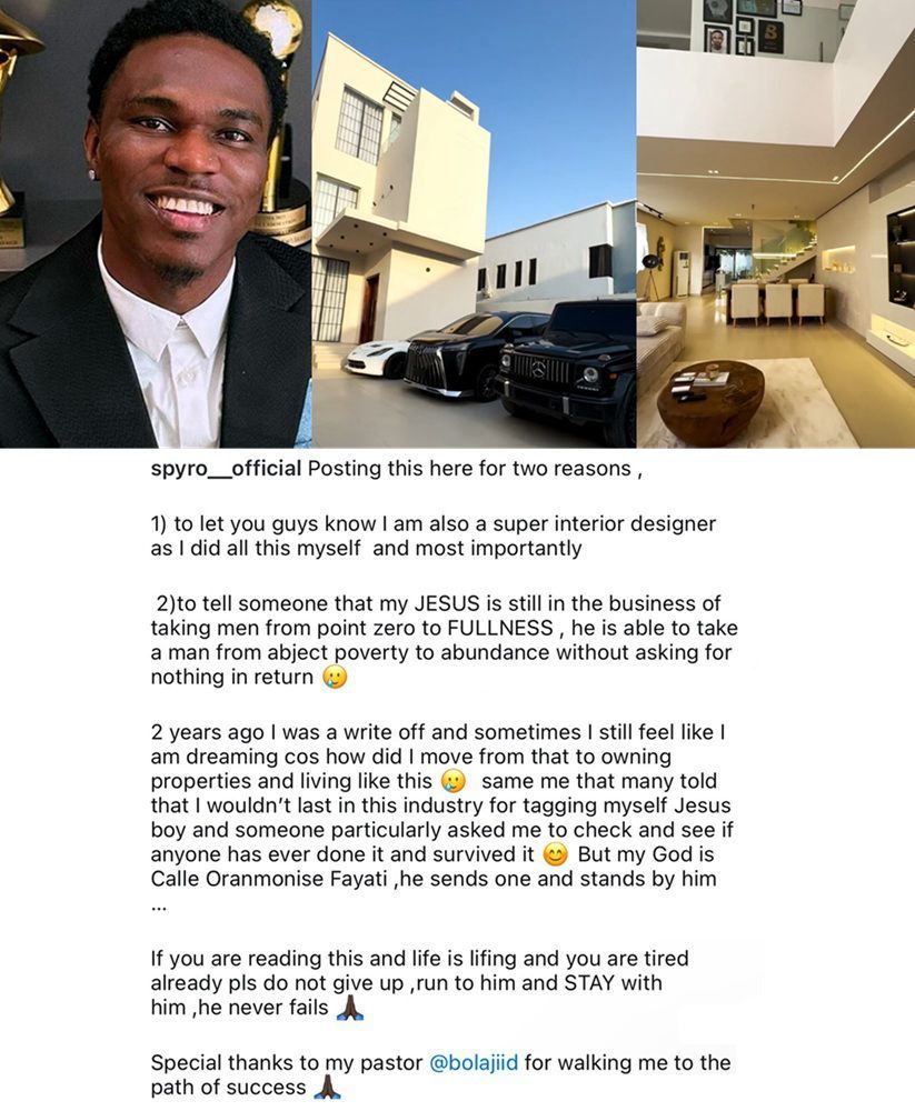From Write-Off to Wealth: Singer Spyro Flaunts Multi-Million Naira Mansion in Emotional Testimony