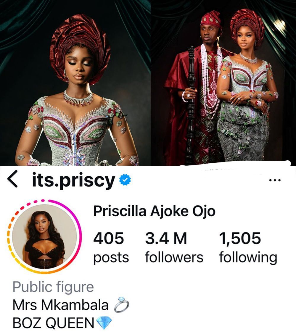“Mrs Mkambala for Life!” – Priscilla Ojo Makes It Official with Instagram Bio Update After Viral #JP2025 Wedding