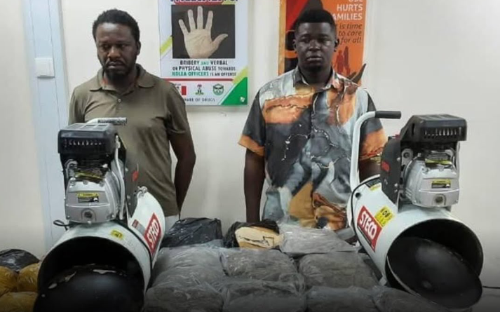NDLEA Uncovers Sophisticated Drug-Smuggling Plot as M@th and C@caine Packed in Machine Cylinders Seized at Lagos Airport