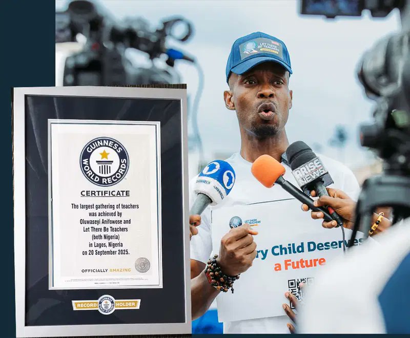 Nigerian Education Advocate Seyi Anifowose Sets Guinness World Record for Largest Gathering of Teachers in History