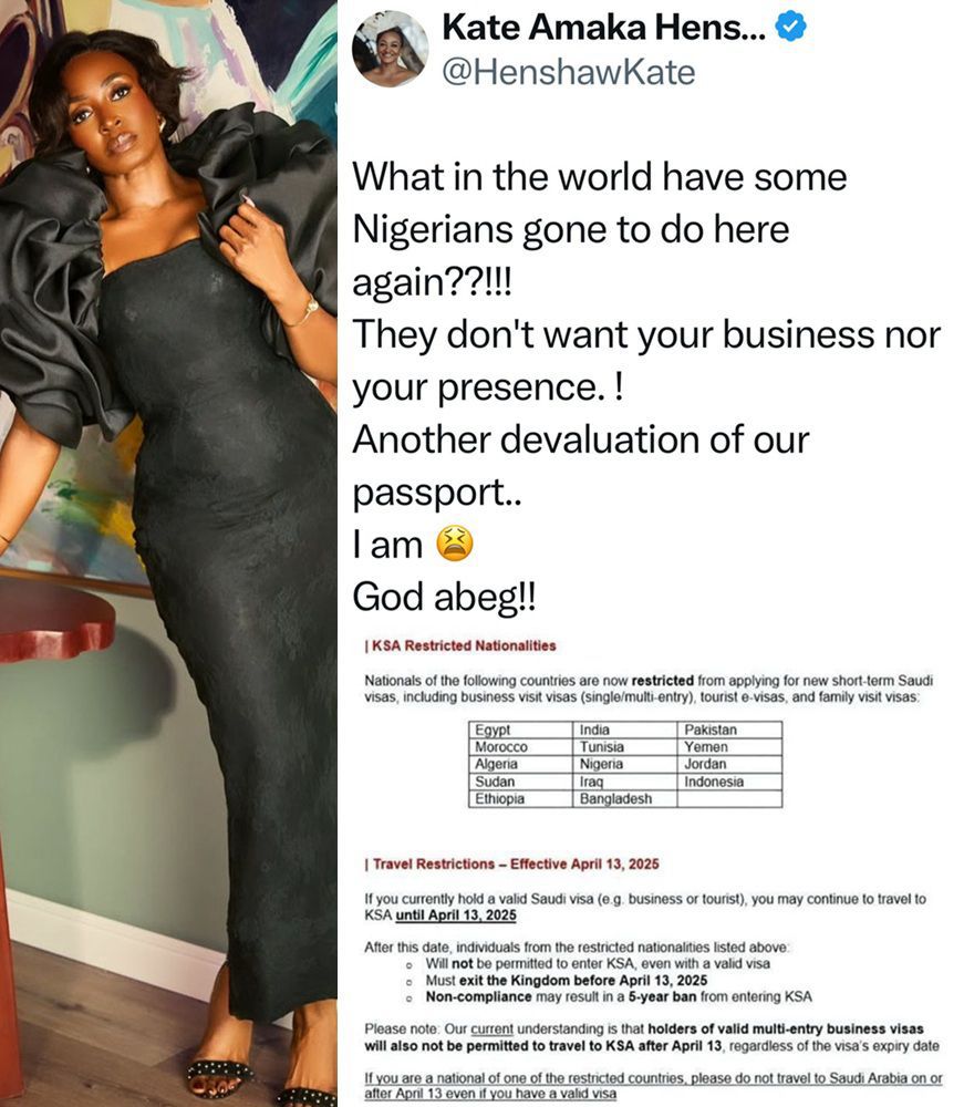“What Have Some Nigerians Gone to Do There Again?” – Kate Henshaw Reacts as Saudi Arabia Slams Travel Ban on Nigeria and 13 Others